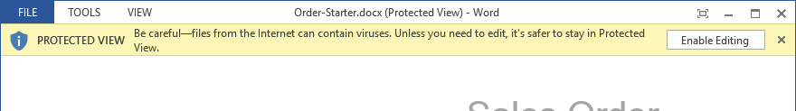 Document opened in Protected View